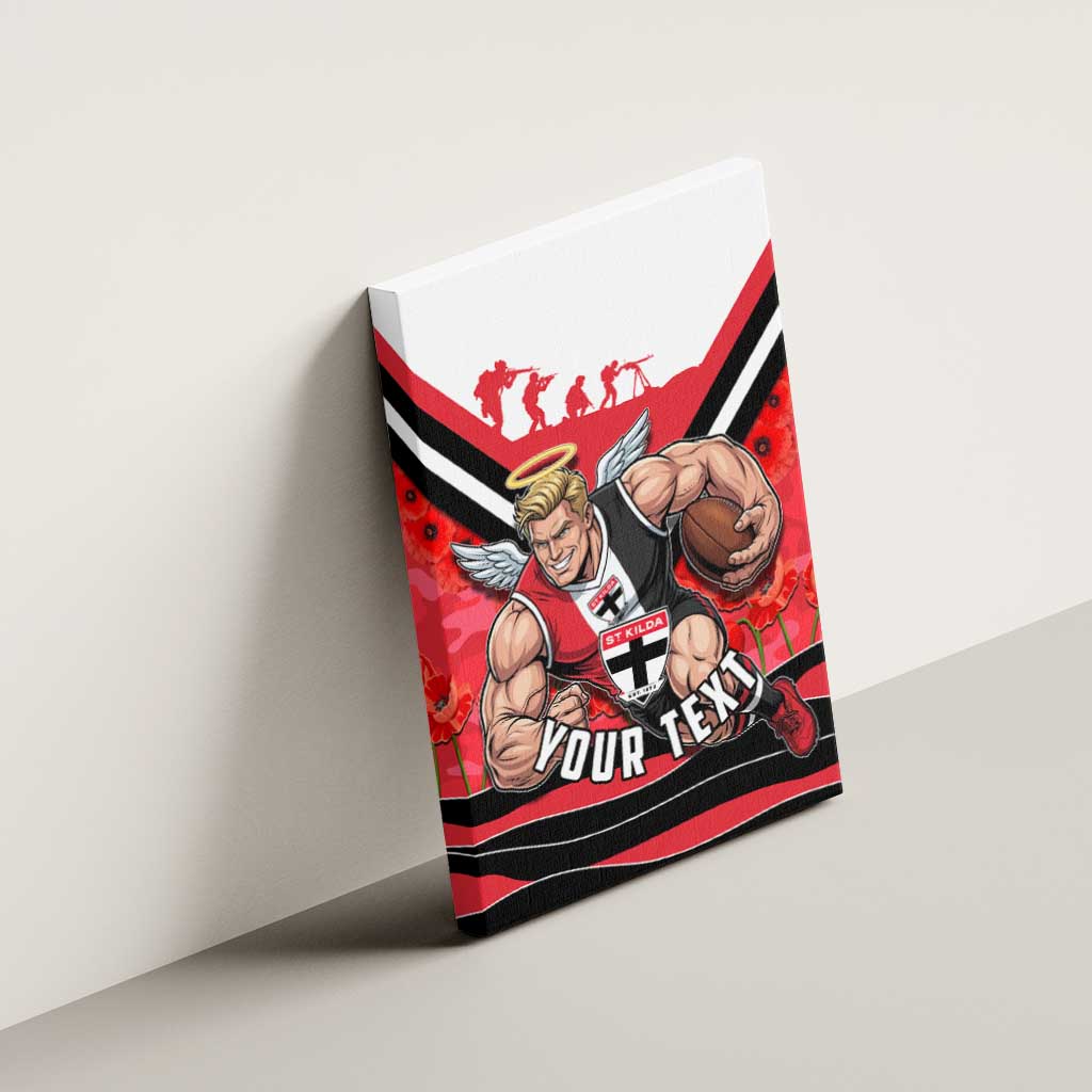 Personalised St Kilda Saints ANZAC Canvas Wall Art Military Remembrance Australian Football Mascot Camouflage