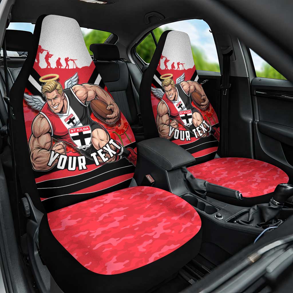Personalised St Kilda Saints ANZAC Car Seat Cover Military Remembrance Australian Football Mascot Camouflage