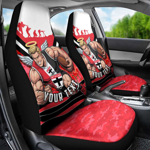 Personalised St Kilda Saints ANZAC Car Seat Cover Military Remembrance Australian Football Mascot Camouflage