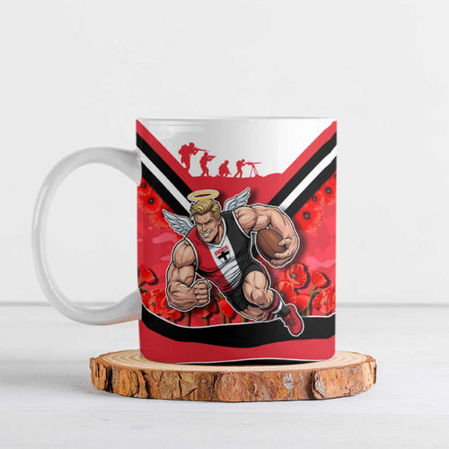 Personalised St Kilda Saints ANZAC Ceramic Mug Military Remembrance Australian Football Mascot Camouflage
