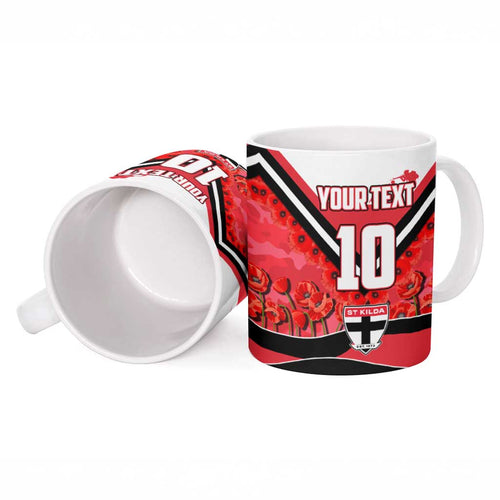 Personalised St Kilda Saints ANZAC Ceramic Mug Military Remembrance Australian Football Mascot Camouflage