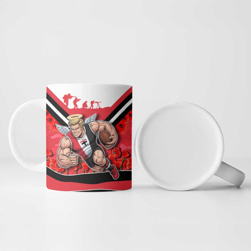 Personalised St Kilda Saints ANZAC Ceramic Mug Military Remembrance Australian Football Mascot Camouflage