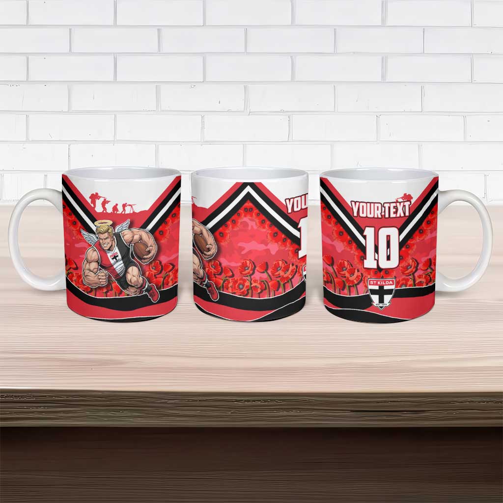Personalised St Kilda Saints ANZAC Ceramic Mug Military Remembrance Australian Football Mascot Camouflage