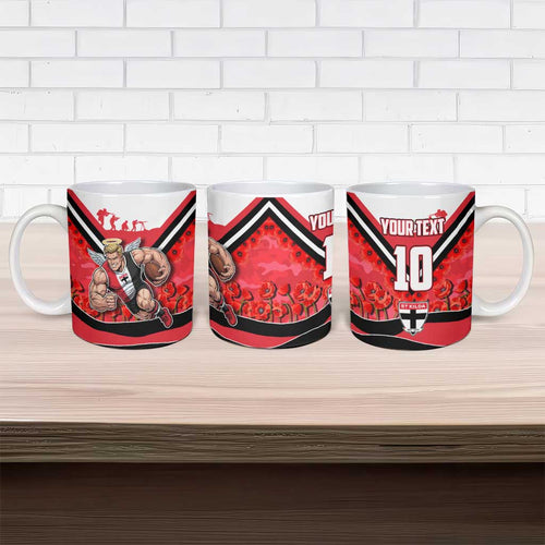 Personalised St Kilda Saints ANZAC Ceramic Mug Military Remembrance Australian Football Mascot Camouflage