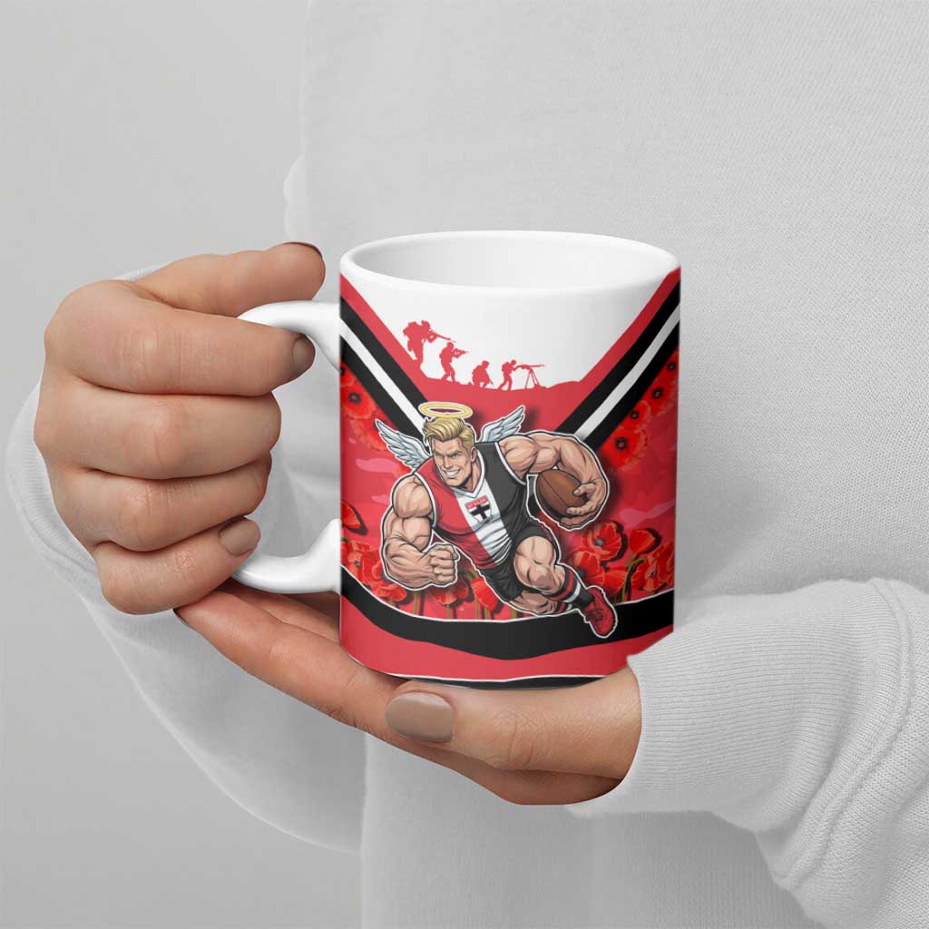 Personalised St Kilda Saints ANZAC Ceramic Mug Military Remembrance Australian Football Mascot Camouflage