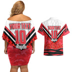 Personalised St Kilda Saints ANZAC Couples Matching Off Shoulder Short Dress and Hawaiian Shirt Military Remembrance Australian Football Mascot Camouflage