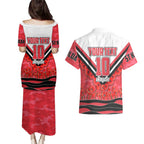 Personalised St Kilda Saints ANZAC Couples Matching Puletasi and Hawaiian Shirt Military Remembrance Australian Football Mascot Camouflage