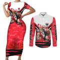 Personalised St Kilda Saints ANZAC Couples Matching Short Sleeve Bodycon Dress and Long Sleeve Button Shirt Military Remembrance Australian Football Mascot Camouflage
