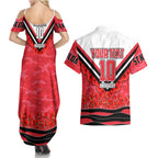 Personalised St Kilda Saints ANZAC Couples Matching Summer Maxi Dress and Hawaiian Shirt Military Remembrance Australian Football Mascot Camouflage
