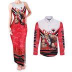 Personalised St Kilda Saints ANZAC Couples Matching Tank Maxi Dress and Long Sleeve Button Shirt Military Remembrance Australian Football Mascot Camouflage