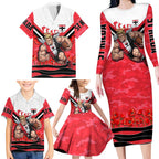 Personalised St Kilda Saints ANZAC Family Matching Long Sleeve Bodycon Dress and Hawaiian Shirt Military Remembrance Australian Football Mascot Camouflage