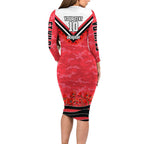 Personalised St Kilda Saints ANZAC Family Matching Long Sleeve Bodycon Dress and Hawaiian Shirt Military Remembrance Australian Football Mascot Camouflage