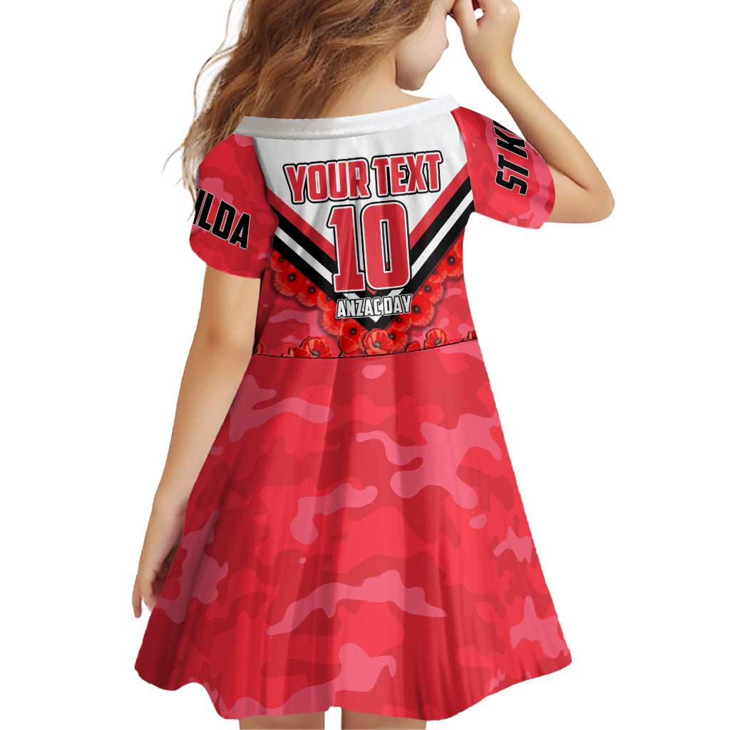 Personalised St Kilda Saints ANZAC Family Matching Off The Shoulder Long Sleeve Dress and Hawaiian Shirt Military Remembrance Australian Football Mascot Camouflage