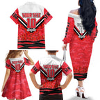 Personalised St Kilda Saints ANZAC Family Matching Off The Shoulder Long Sleeve Dress and Hawaiian Shirt Military Remembrance Australian Football Mascot Camouflage