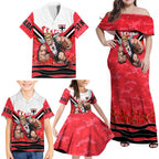 Personalised St Kilda Saints ANZAC Family Matching Off Shoulder Maxi Dress and Hawaiian Shirt Military Remembrance Australian Football Mascot Camouflage