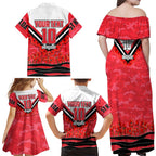 Personalised St Kilda Saints ANZAC Family Matching Off Shoulder Maxi Dress and Hawaiian Shirt Military Remembrance Australian Football Mascot Camouflage