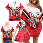 Personalised St Kilda Saints ANZAC Family Matching Off Shoulder Short Dress and Hawaiian Shirt Military Remembrance Australian Football Mascot Camouflage