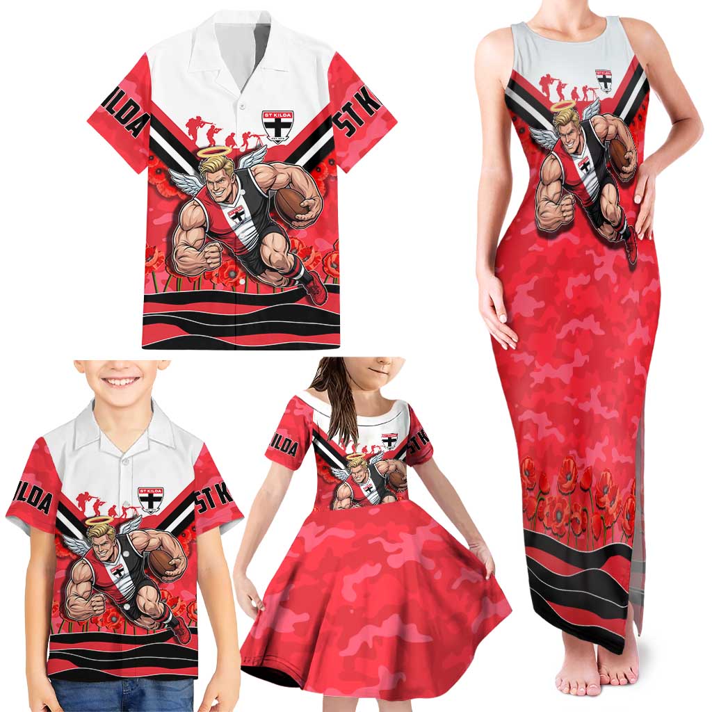 Personalised St Kilda Saints ANZAC Family Matching Tank Maxi Dress and Hawaiian Shirt Military Remembrance Australian Football Mascot Camouflage