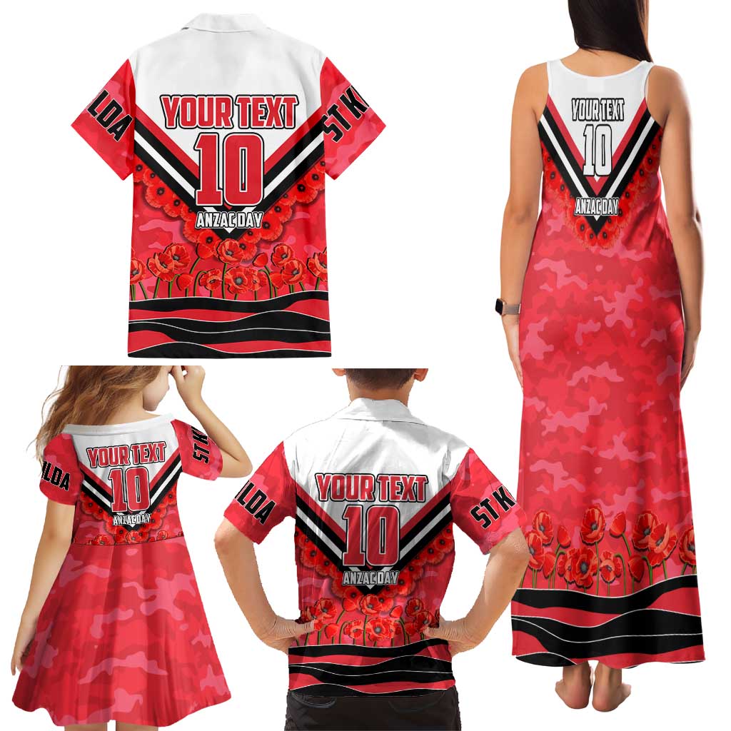 Personalised St Kilda Saints ANZAC Family Matching Tank Maxi Dress and Hawaiian Shirt Military Remembrance Australian Football Mascot Camouflage