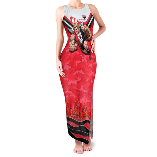 Personalised St Kilda Saints ANZAC Family Matching Tank Maxi Dress and Hawaiian Shirt Military Remembrance Australian Football Mascot Camouflage