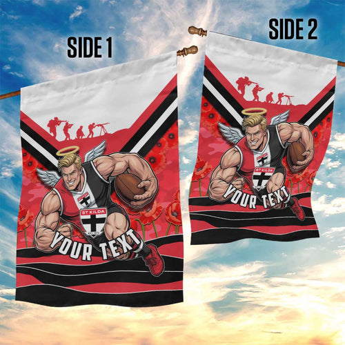 Personalised St Kilda Saints ANZAC Garden Flag Military Remembrance Australian Football Mascot Camouflage