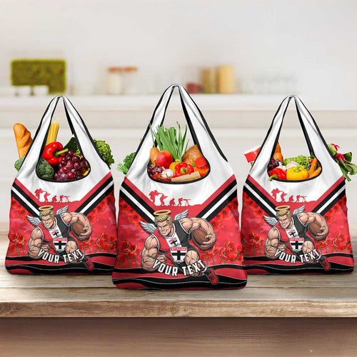 Personalised St Kilda Saints ANZAC Grocery Bag Military Remembrance Australian Football Mascot Camouflage