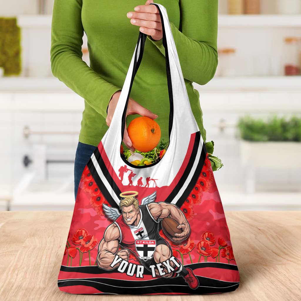 Personalised St Kilda Saints ANZAC Grocery Bag Military Remembrance Australian Football Mascot Camouflage