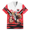 Personalised St Kilda Saints ANZAC Hawaiian Shirt Military Remembrance Australian Football Mascot Camouflage