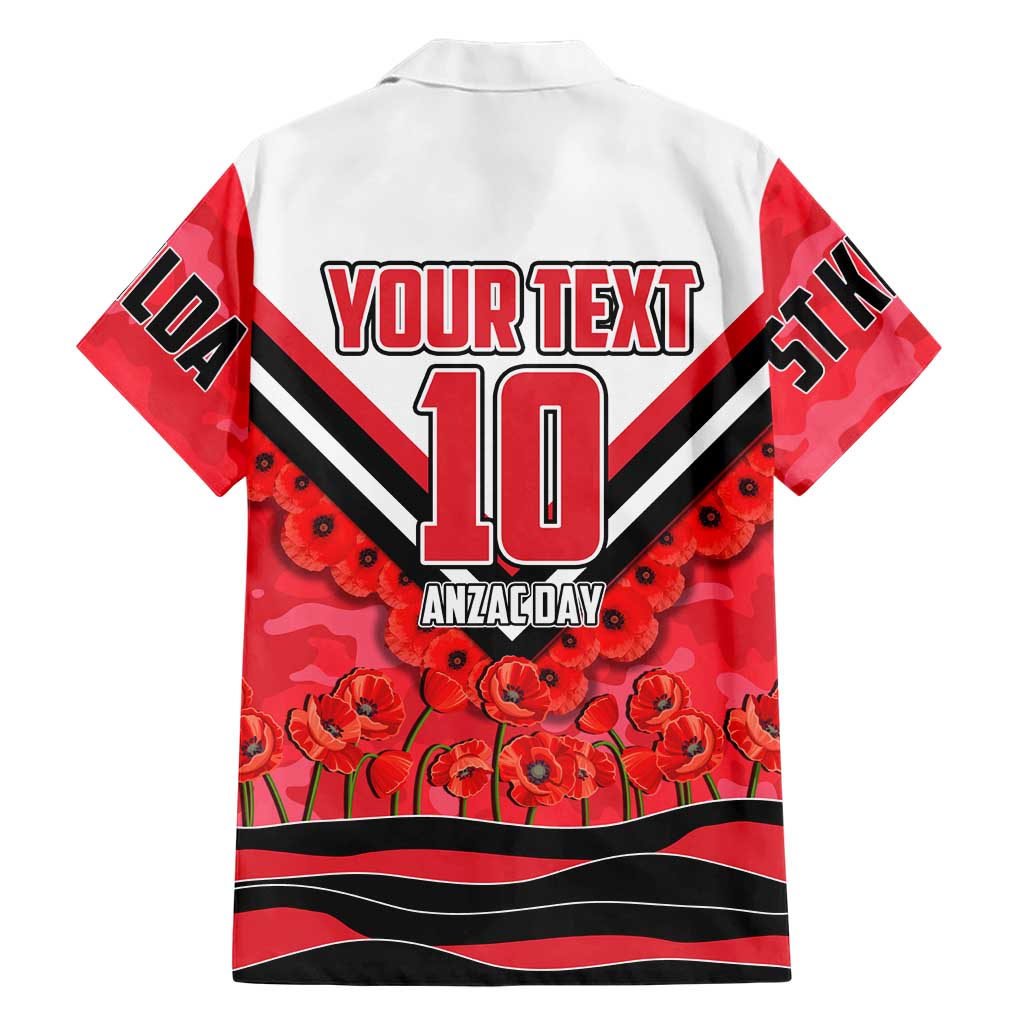 Personalised St Kilda Saints ANZAC Hawaiian Shirt Military Remembrance Australian Football Mascot Camouflage
