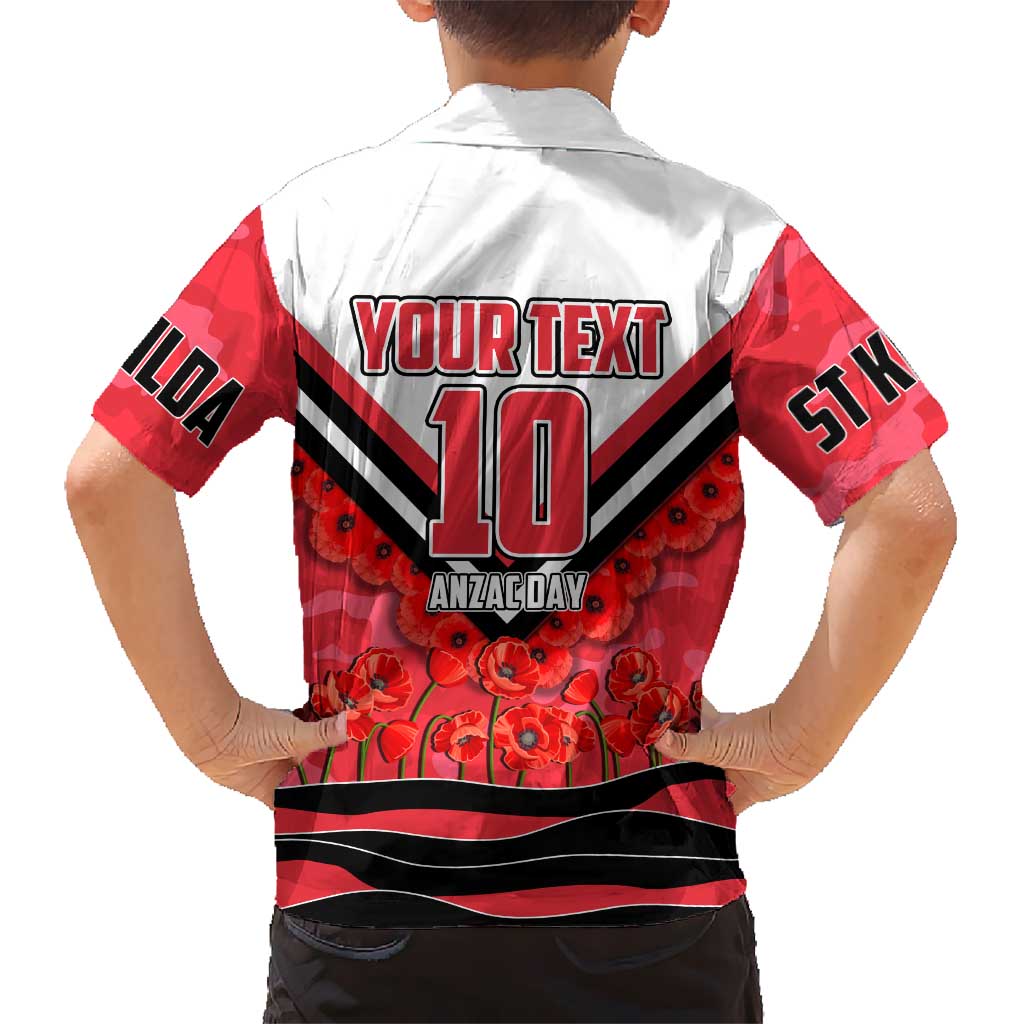 Personalised St Kilda Saints ANZAC Hawaiian Shirt Military Remembrance Australian Football Mascot Camouflage
