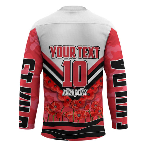 Personalised St Kilda Saints ANZAC Hockey Jersey Military Remembrance Australian Football Mascot Camouflage