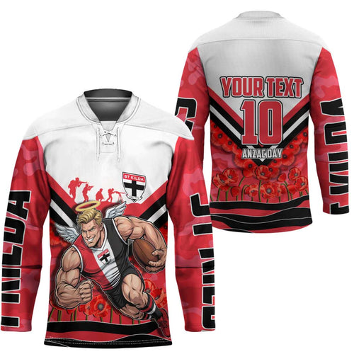 Personalised St Kilda Saints ANZAC Hockey Jersey Military Remembrance Australian Football Mascot Camouflage