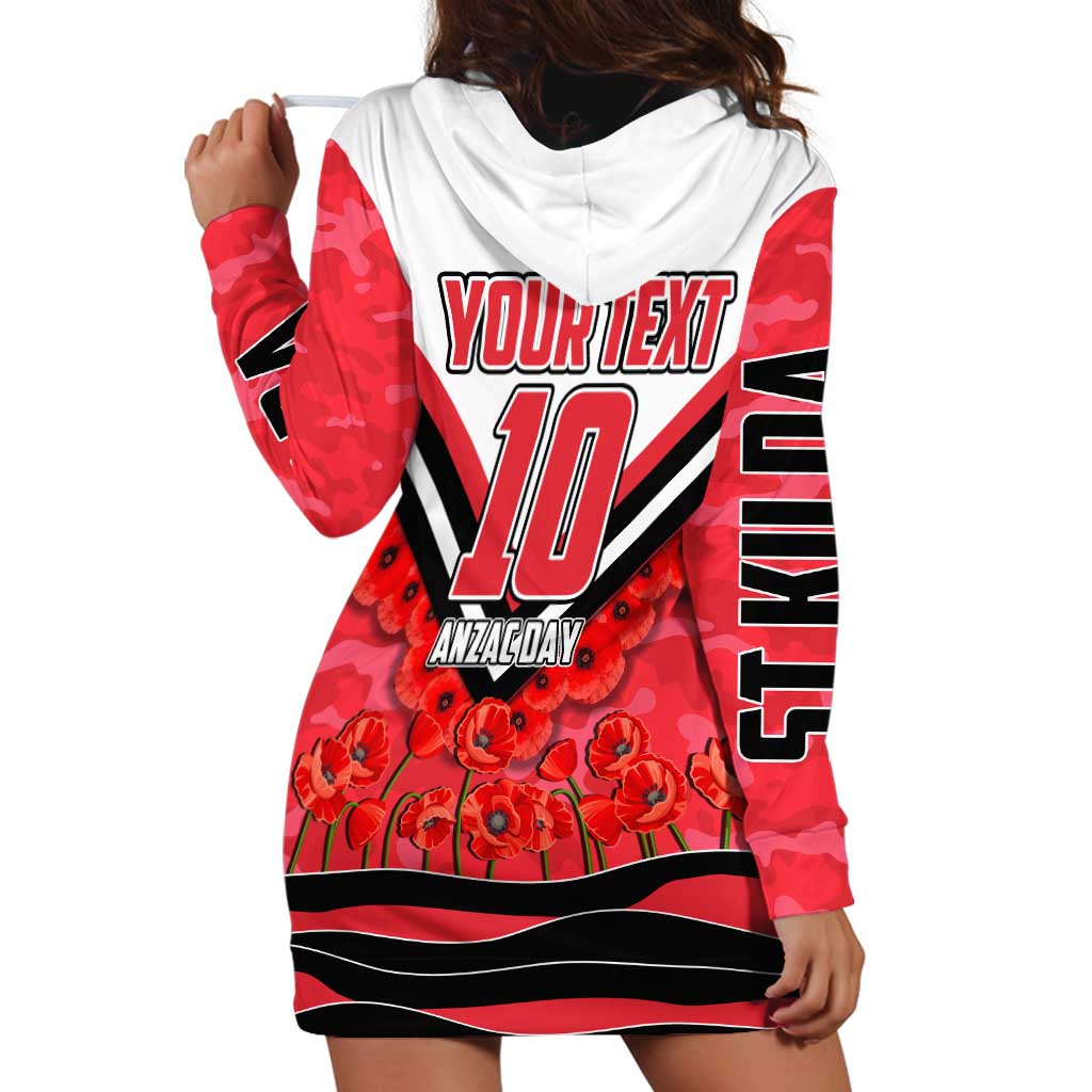 Personalised St Kilda Saints ANZAC Hoodie Dress Military Remembrance Australian Football Mascot Camouflage