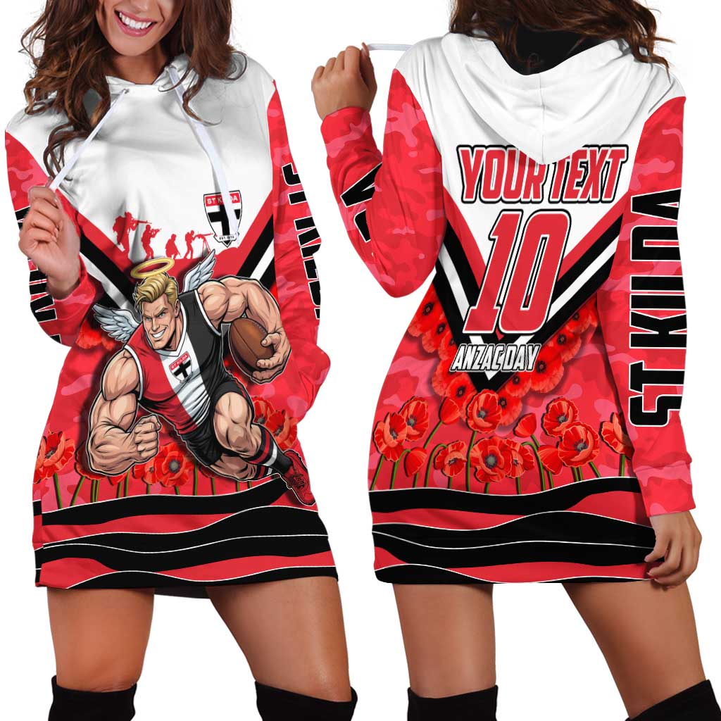 Personalised St Kilda Saints ANZAC Hoodie Dress Military Remembrance Australian Football Mascot Camouflage