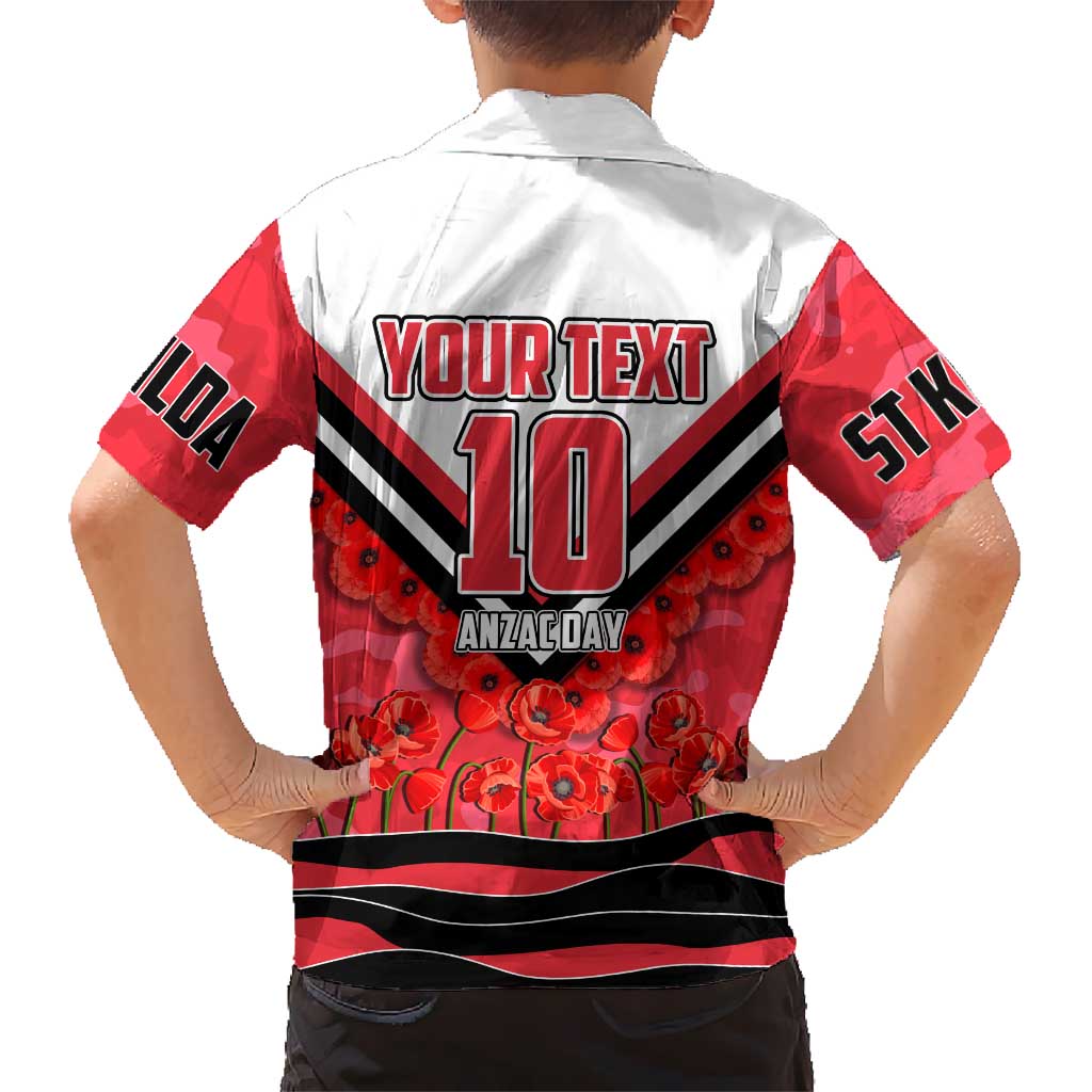 Personalised St Kilda Saints ANZAC Kid Hawaiian Shirt Military Remembrance Australian Football Mascot Camouflage