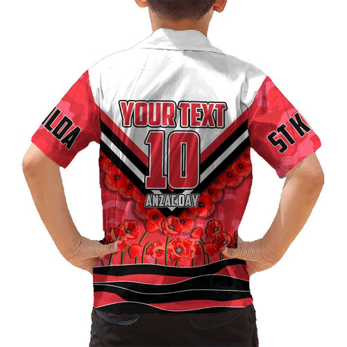 Personalised St Kilda Saints ANZAC Kid Hawaiian Shirt Military Remembrance Australian Football Mascot Camouflage