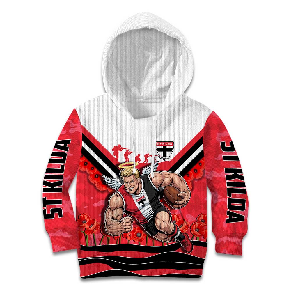 Personalised St Kilda Saints ANZAC Kid Hoodie Military Remembrance Australian Football Mascot Camouflage
