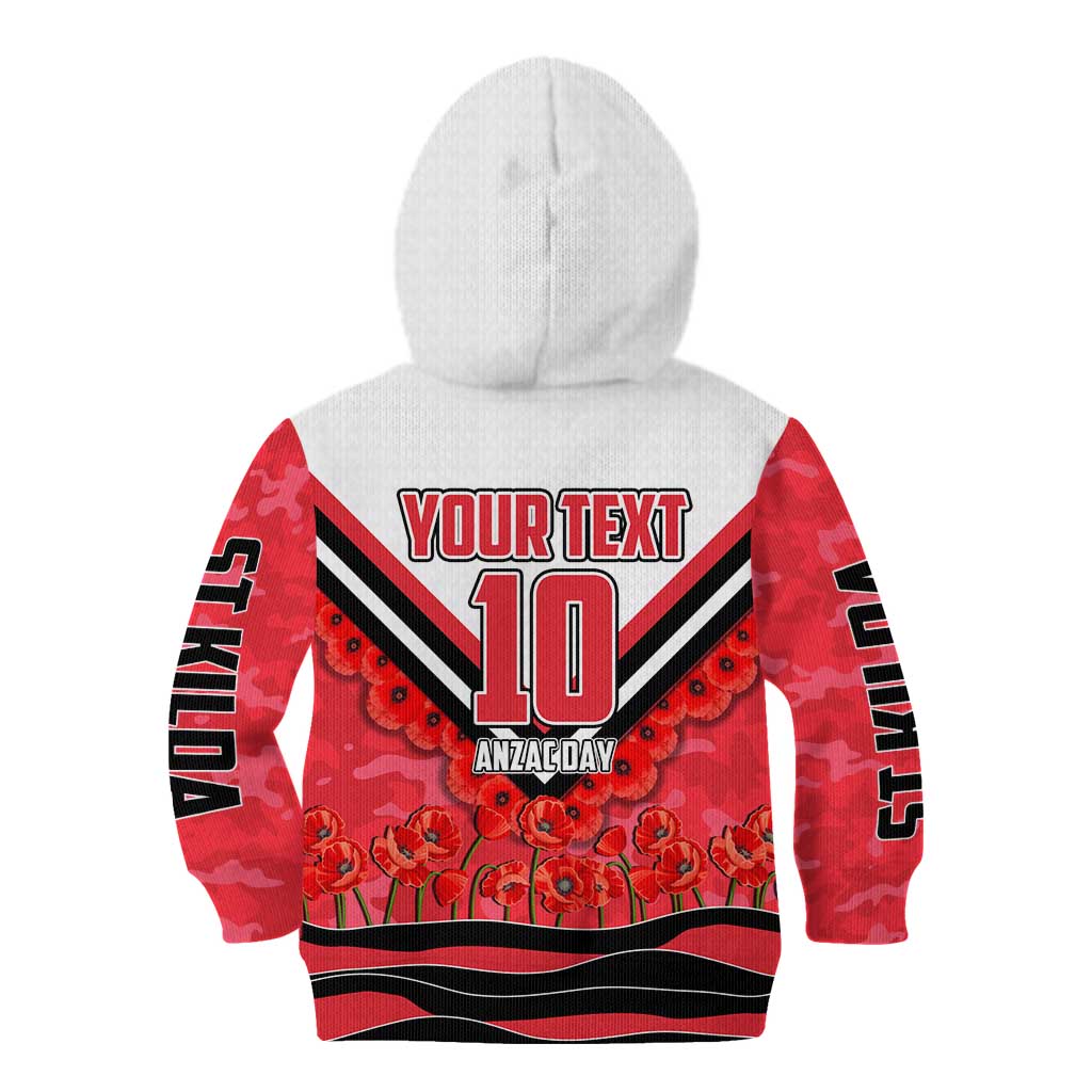 Personalised St Kilda Saints ANZAC Kid Hoodie Military Remembrance Australian Football Mascot Camouflage