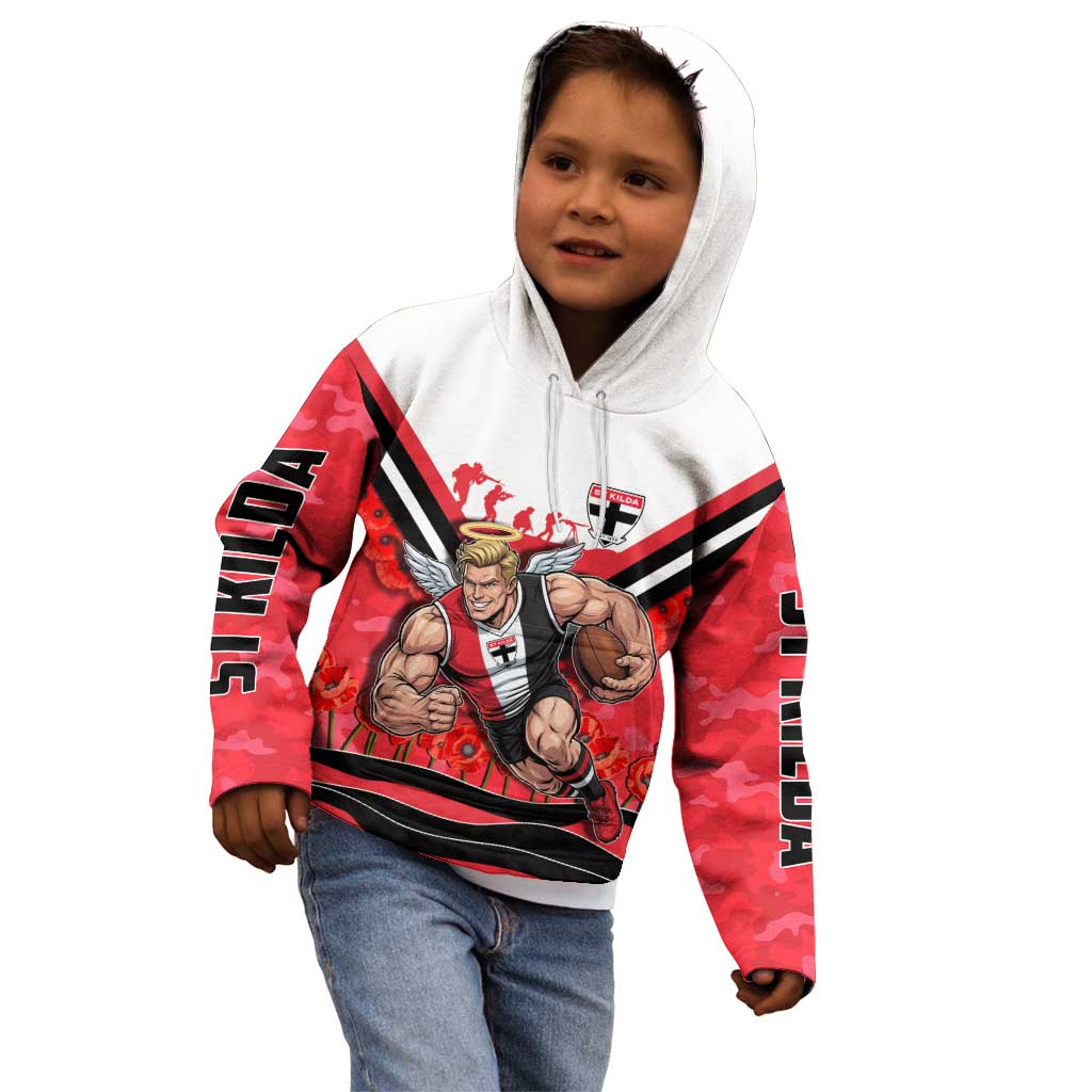 Personalised St Kilda Saints ANZAC Kid Hoodie Military Remembrance Australian Football Mascot Camouflage