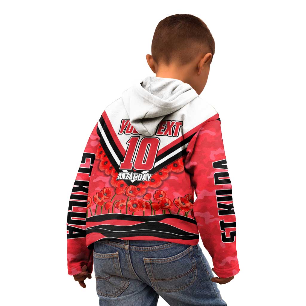 Personalised St Kilda Saints ANZAC Kid Hoodie Military Remembrance Australian Football Mascot Camouflage