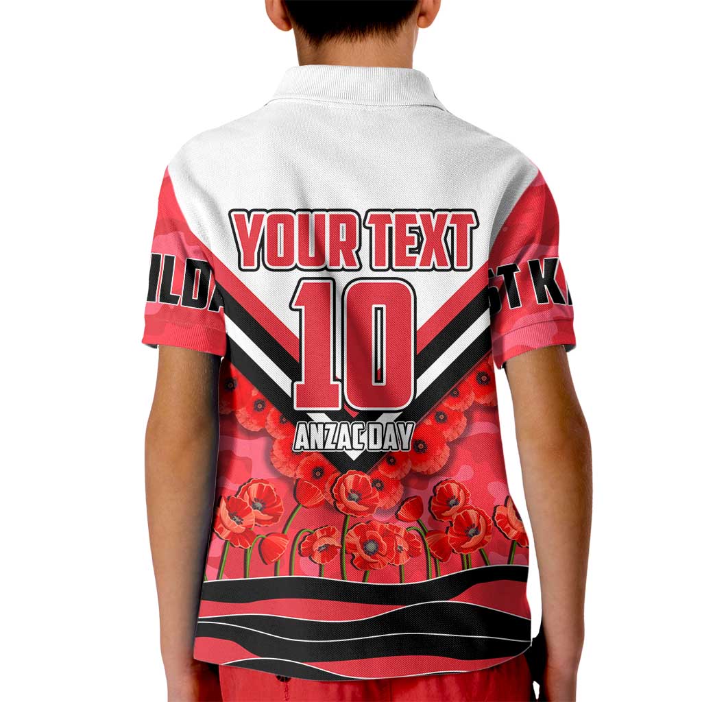 Personalised St Kilda Saints ANZAC Kid Polo Shirt Military Remembrance Australian Football Mascot Camouflage