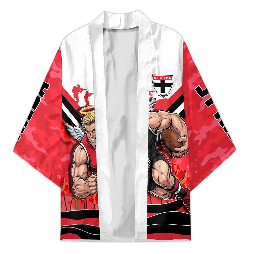 Personalised St Kilda Saints ANZAC Kimono Military Remembrance Australian Football Mascot Camouflage