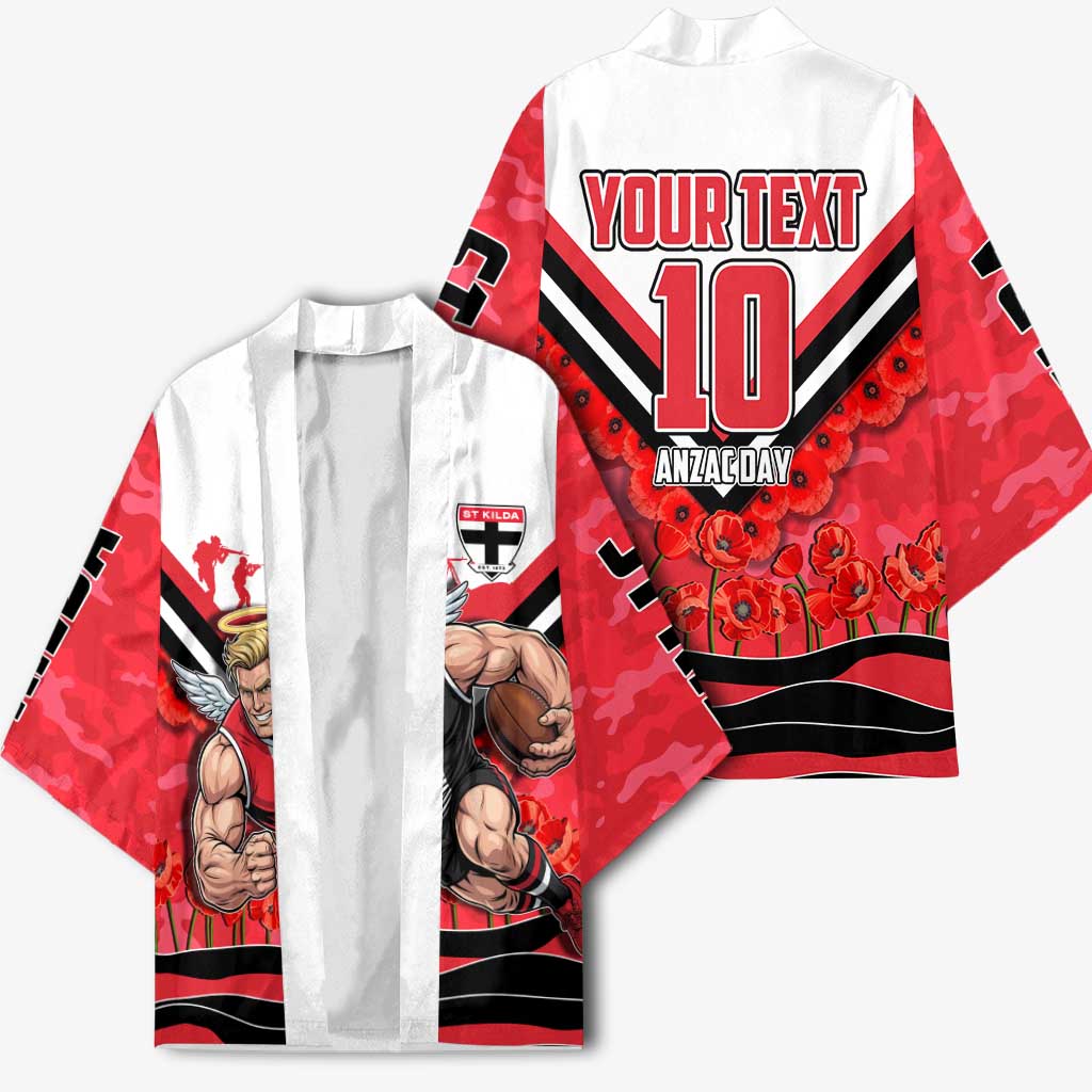 Personalised St Kilda Saints ANZAC Kimono Military Remembrance Australian Football Mascot Camouflage