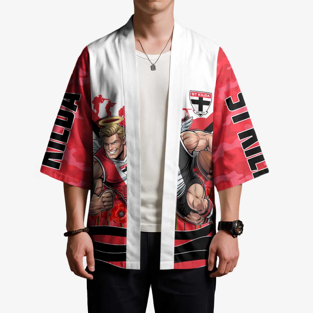 Personalised St Kilda Saints ANZAC Kimono Military Remembrance Australian Football Mascot Camouflage