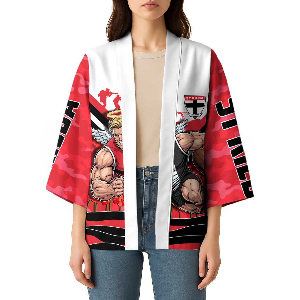Personalised St Kilda Saints ANZAC Kimono Military Remembrance Australian Football Mascot Camouflage