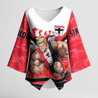 Personalised St Kilda Saints ANZAC Kimono Sleeve Blouse Military Remembrance Australian Football Mascot Camouflage