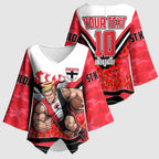 Personalised St Kilda Saints ANZAC Kimono Sleeve Blouse Military Remembrance Australian Football Mascot Camouflage