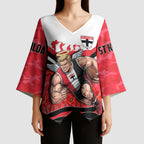 Personalised St Kilda Saints ANZAC Kimono Sleeve Blouse Military Remembrance Australian Football Mascot Camouflage