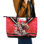 Personalised St Kilda Saints ANZAC Leather Tote Bag Military Remembrance Australian Football Mascot Camouflage