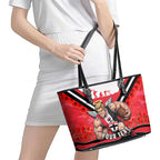 Personalised St Kilda Saints ANZAC Leather Tote Bag Military Remembrance Australian Football Mascot Camouflage